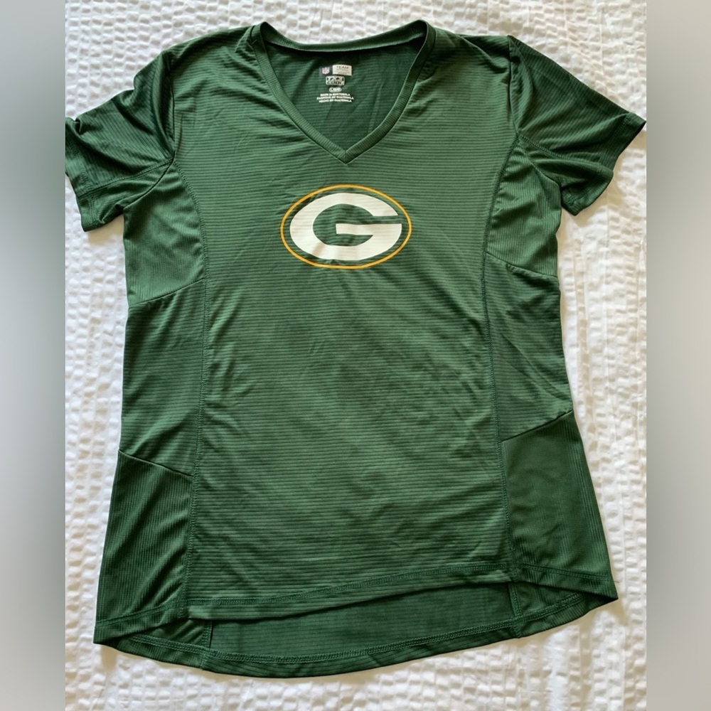 Women’s Green Bay Packers NFL team apparel V-Neck Shirt Tx3 Cool Large (fitted)